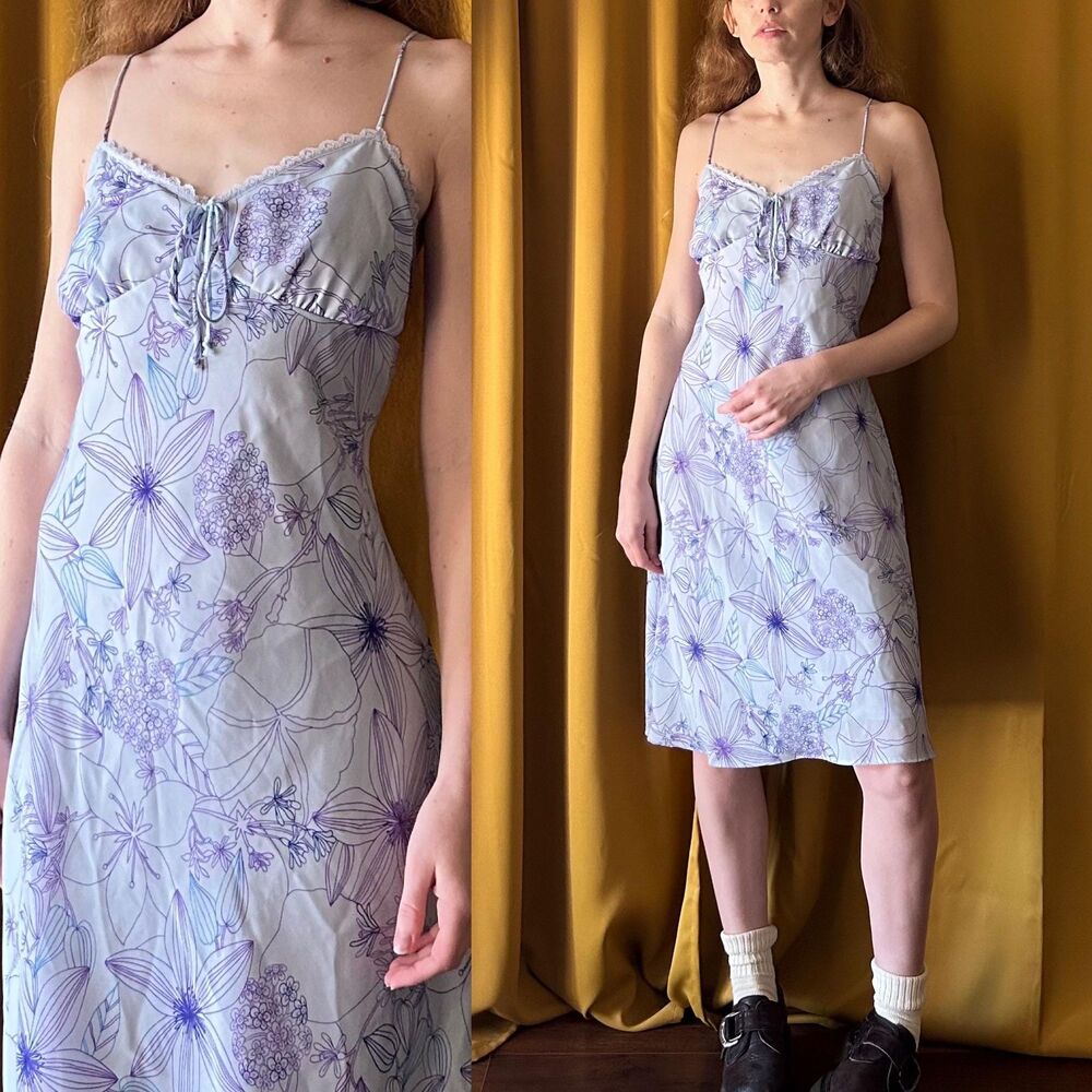 Vintage 1990s Periwinkle Slip Dress, Medium